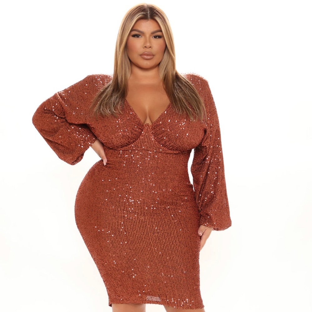 Fashion Nova - Rust Sequin Dress